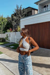 White Slinky Halterneck Wrap Around Top