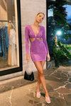 Purple Cut Out Detail Slinky Mini Dress