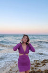 Purple Cut Out Detail Slinky Mini Dress