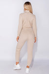 Beige Rib Knitted Roll Neck Loungewear Set