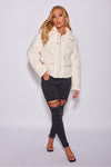 Ivory Oversized Teddy Borg Trucker Jacket