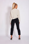 Beige Button Detail Oversized Cropped Cardigan