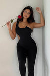 Black Asymmetric Cut Out Chain Detail Jumpsuit
