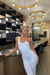 White Asymmetric Cut Out Chain Detail Jumpsuit