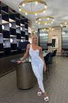 White Asymmetric Cut Out Chain Detail Jumpsuit