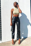 Black Vegan Faux Leather Pocket Detail Trousers
