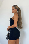 Black Ruched Underwired Bandeau Bodycon Mini Dress
