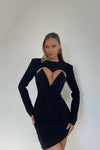 Black Sweetheart Cut Out Detail Mini Dress
