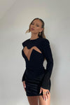 Black Sweetheart Cut Out Detail Mini Dress