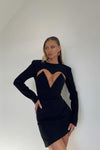 Black Sweetheart Cut Out Detail Mini Dress