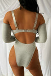 Light Grey Ribbed Removable Sleeve Bodysuit