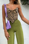 Green Slinky High Waist Flared Leg Trousers