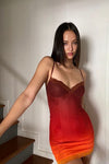 Orange Sunset Ombre Print Cami Mini Dress