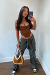 Chocolate Twist Detail Bustier Corset Crop Top