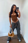 Chocolate Twist Detail Bustier Corset Crop Top