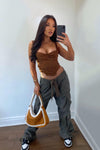 Chocolate Twist Detail Bustier Corset Crop Top