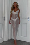 White Lace Sheer Halter Bodycon Midaxi Dress