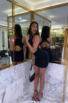 Black Cut Out Detail Racer Neckline Mini Dress
