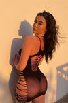 Black Mesh Cut Out Bodycon Mini Dress