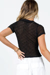 Black Sheer Tie Front Short Sleeve Top