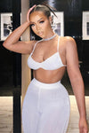 White Slinky Ribbed Crop Top & Trousers Co-Ord