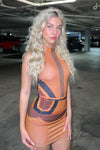 Orange Printed Racer Top & Mini Skirt Co-Ord