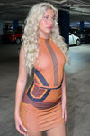 Orange Printed Racer Top & Mini Skirt Co-Ord