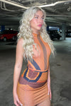 Orange Printed Racer Top & Mini Skirt Co-Ord