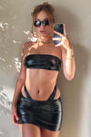 Black Faux Leather Bandeau Top & Mini Skirt Co-ord
