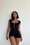 Black Knit Hook Detail Playsuit