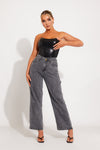 Black Faux Leather Boned Corset Crop Top