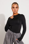 Black Seamless Slinky Long Sleeve Top