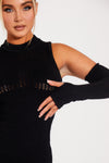 Black Knitted High Neck Contour Mini Dress
