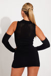Black Knitted High Neck Contour Mini Dress