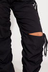 Black Cut Out Drawstring Parachute Cargo Pants