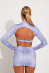 Pink Alligator Print Open Back Crop Top & Mini Skirt