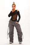 Black One Shoulder Mesh Cut Out Bodysuit