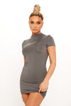 Grey Chrome Archive High Neck Bodycon Mini Dress