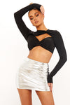 Silver Metallic Bandage Padded Mini Skirt