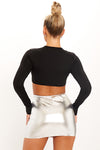 Silver Metallic Bandage Padded Mini Skirt
