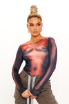 Black Body Heat Map Print Long Sleeve Top