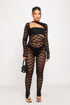 Black Lace Cut Out Detail Long Sleeve Jumpsuit