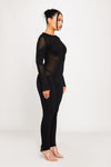 Black Knitted Zip Detail Contour Jumpsuit
