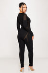 Black Knitted Zip Detail Contour Jumpsuit