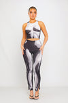 Black Body Art Print Racer Crop Top & Leggings Co-Ord