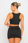 Black Cut Out Buckle Detail Crop Top & Mini Skirt Co-Ord