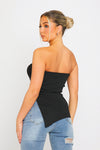 Black Ribbed Side Slit Longline Bandeau Top