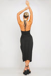 Black Halter Cut Out Thigh Split Detail Maxi Dress