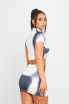 Black Body Heat Print High Neck Top & Mini Skirt Co-Ord