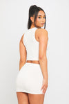 Ivory Cut Out Braid Detail Crop Top & Mini Skirt Co-Ord